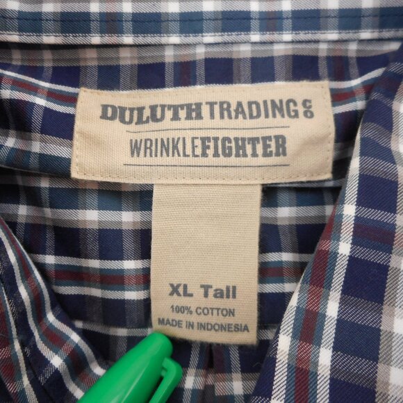 Duluth Trading Men's size XL Tall Wrinkle Fighter Button Down Casual Plaid Shirt - Picture 6 of 8